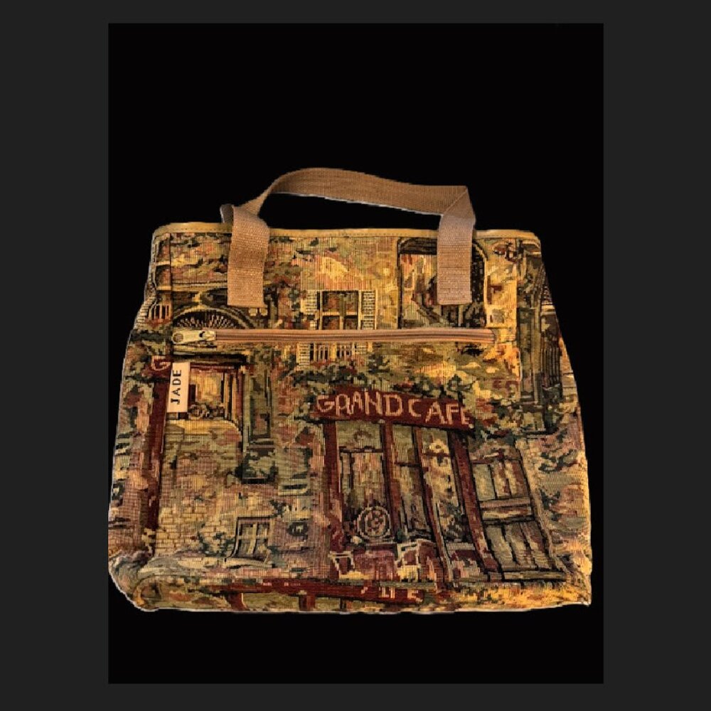 'Jade' Grand Café Theme Vintage Tapestry Shoulder Bag Preowned